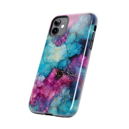 Blue and Purple Alcohol Ink Digital print Design Tough Phone Case compatible with a large variety of iPhone models, Gift, Phone Case