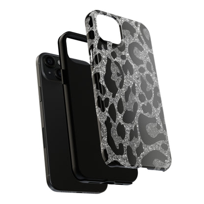 Silver and Black Leopard Design Phone Case- Lightweight, Impact Resistant Cover for iPhone 6, 6s, 12, 13, 14, 15