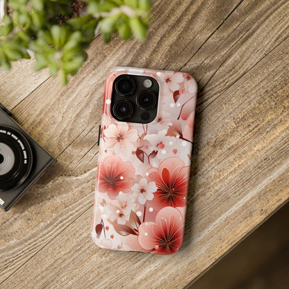 Pink Floral Pattern Design Tough Phone Case compatible with a large variety of iPhone models, Gift, Phone Case