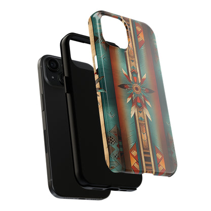 Beautiful Blue Native American Pattern Design Tough Phone Case compatible with a large variety of iPhone models, Gift, Phone Case