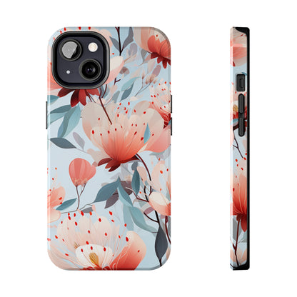 Red Flowers Digital print Design Tough Phone Case compatible with a large variety of iPhone models, Gift, Phone Case