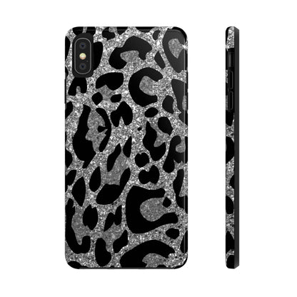 Silver and Black Leopard Design Phone Case- Lightweight, Impact Resistant Cover for iPhone 6, 6s, 12, 13, 14, 15