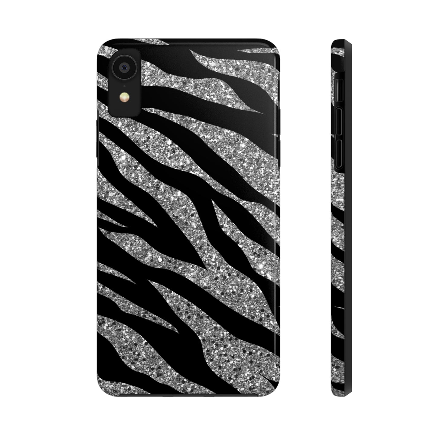 Silver and Black Zebra Print Design  Phone Case- Lightweight, Impact Resistant Cover for iPhone 6, 6s, 12, 13, 14, 15