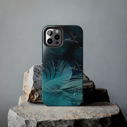 Dreamy Blue Feather design Tough Phone Case compatible with a large variety of iPhone models, Gift, Phone