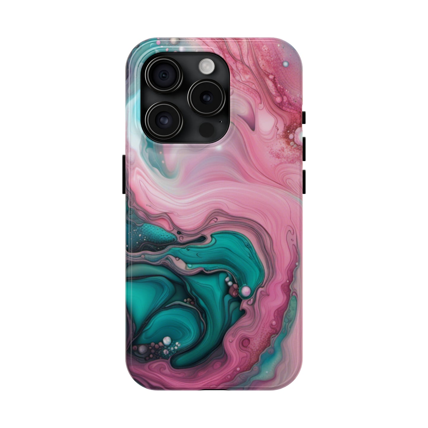 Pink and Teal Alcohol Ink Pattern Design Phone Case compatible with a large variety of iPhone models, Phone Case, Gift