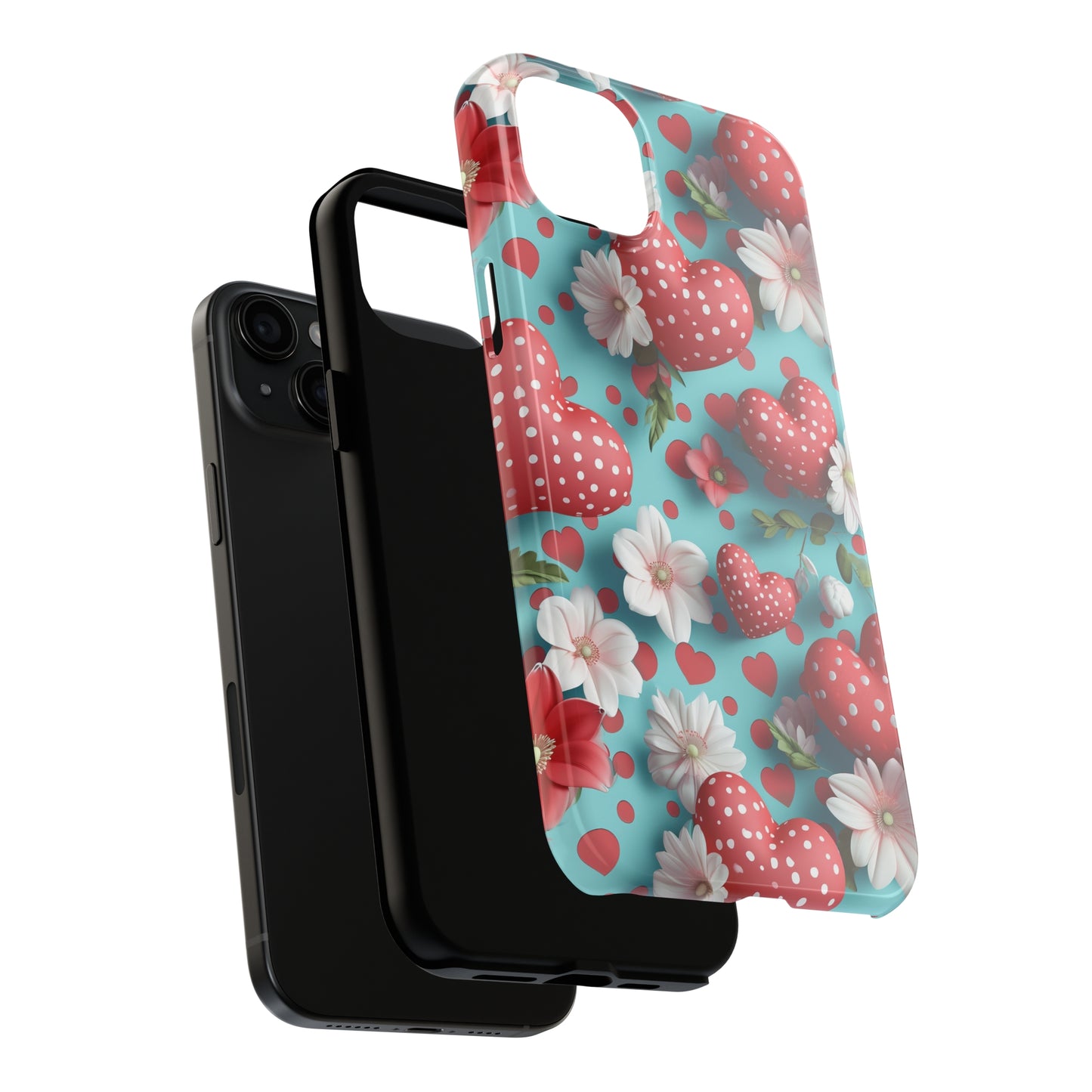 Polka Dot Hearts Digital print Design Tough Phone Case compatible with a large variety of iPhone models, Gift, Phone Case