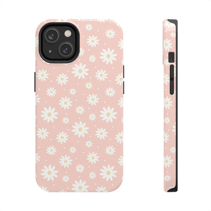 Cute Minimalist Flowers and Polka Dots Digital print Design Tough Phone Case compatible with a large variety of iPhone models, Gift, Phone Case