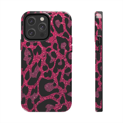 Pink and Black Leopard Design Phone Case- Lightweight, Impact Resistant Cover for iPhone 6, 6s, 12, 13, 14, 15