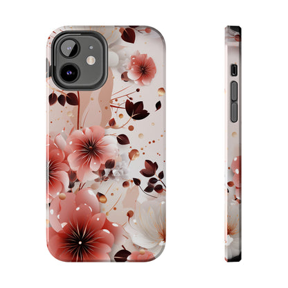 Pretty Pink & White Flowers Pattern Design Tough Phone Case compatible with a large variety of iPhone models, Gift, Phone Case