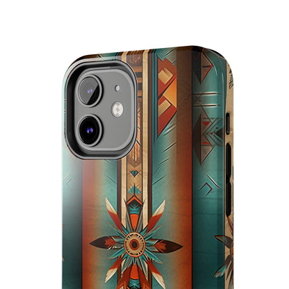 Beautiful Blue Native American Pattern Design Tough Phone Case compatible with a large variety of iPhone models, Gift, Phone Case