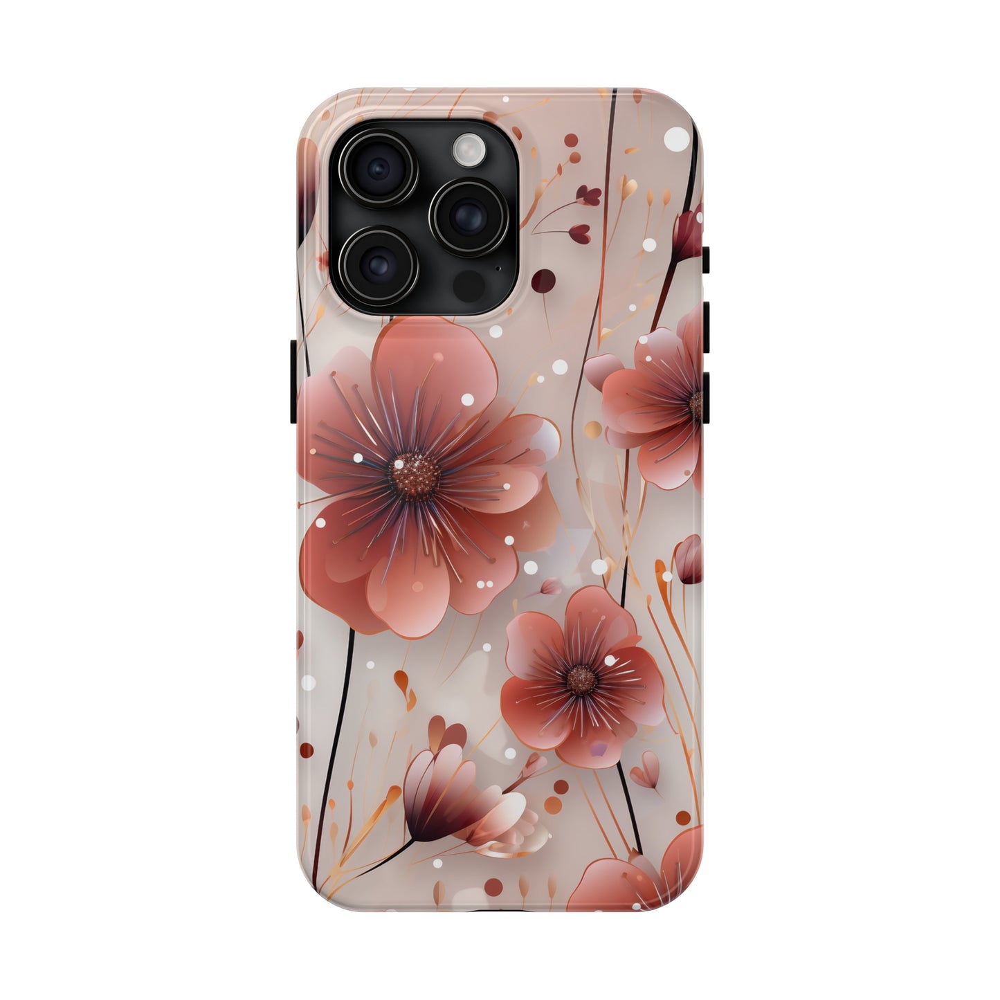 Pretty Mauve Flowers Pattern Design Tough Phone Case compatible with a large variety of iPhone models, Gift, Phone Case