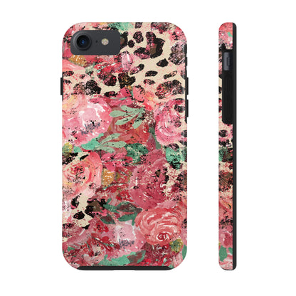 Western Leopard and Pink Roses Design Phone Case- Lightweight, Impact Resistant Cover for iPhone 6, 6s, 12, 13, 14, 15