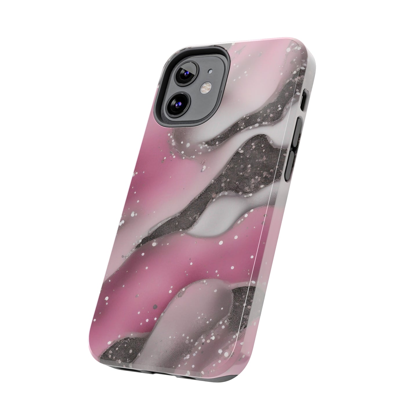 Waves of Pink and Black Pattern print design Tough Phone Case compatible with a large variety of phone models, Phone Case