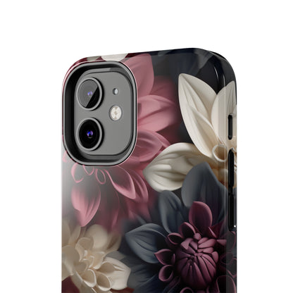 Elegant Dahlias design Tough Phone Case compatible with a large variety of iPhone models, Birthday Gift, Phone Case