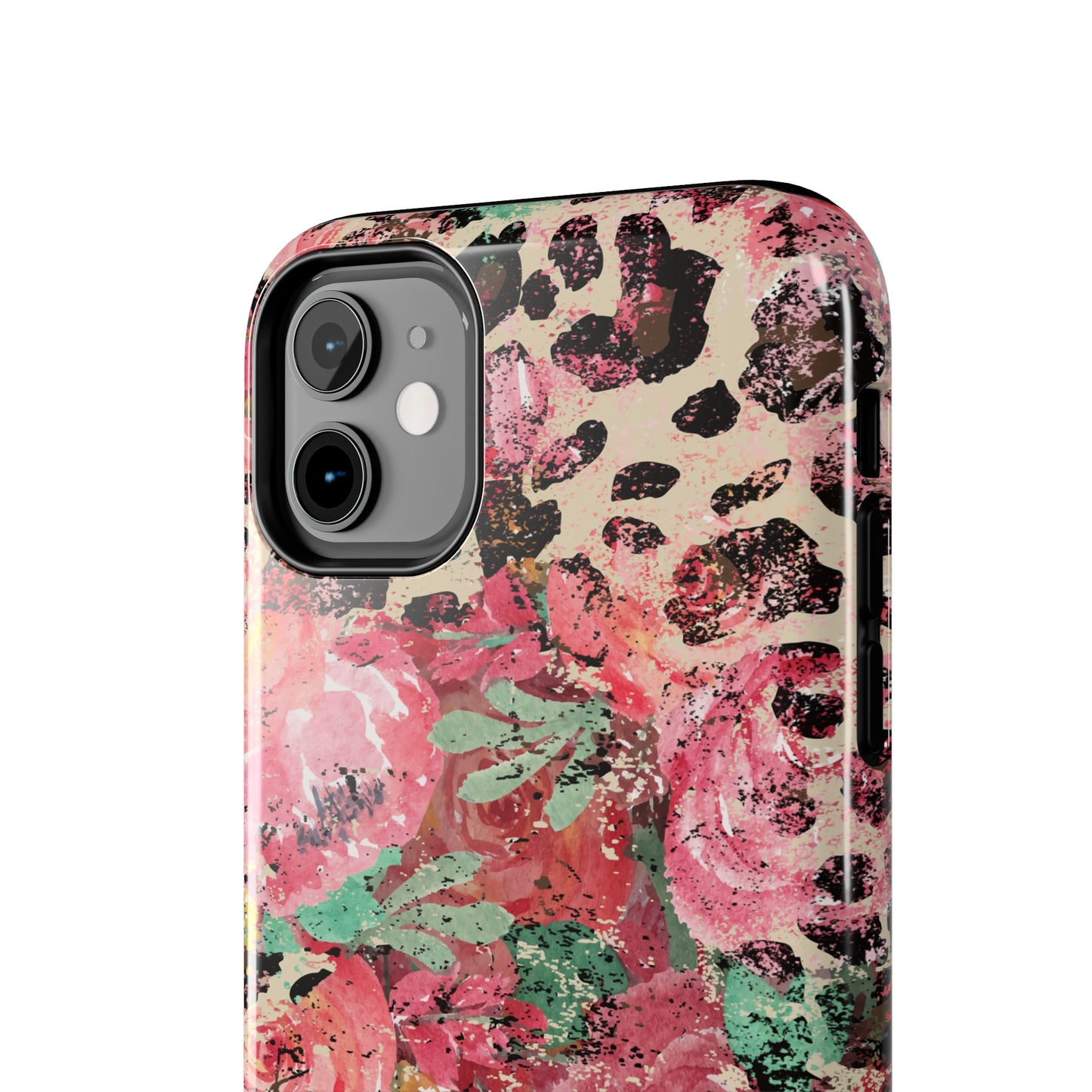 Western Leopard and Pink Roses Design Phone Case- Lightweight, Impact Resistant Cover for iPhone 6, 6s, 12, 13, 14, 15