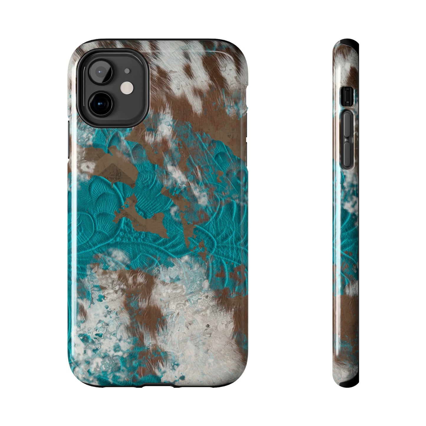 Western Cow Print Design  Phone Case- Lightweight, Impact Resistant Cover for iPhone 6, 6s, 12, 13, 14, 15