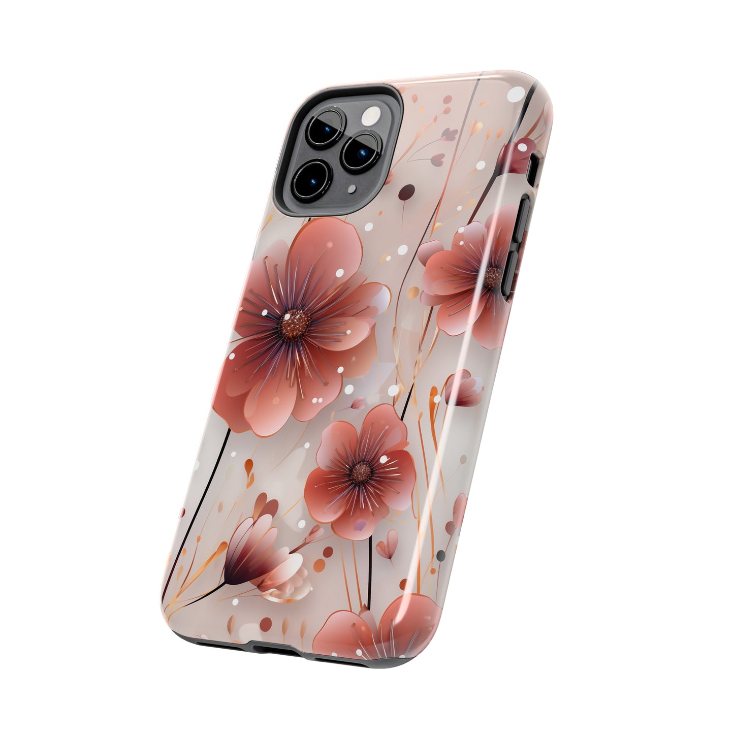 Pretty Mauve Flowers Pattern Design Tough Phone Case compatible with a large variety of iPhone models, Gift, Phone Case