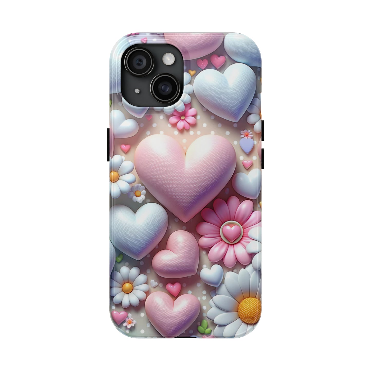 Pastel Heart and Flower Digital print Design Tough Phone Case compatible with a large variety of iPhone models, Gift, Phone Case