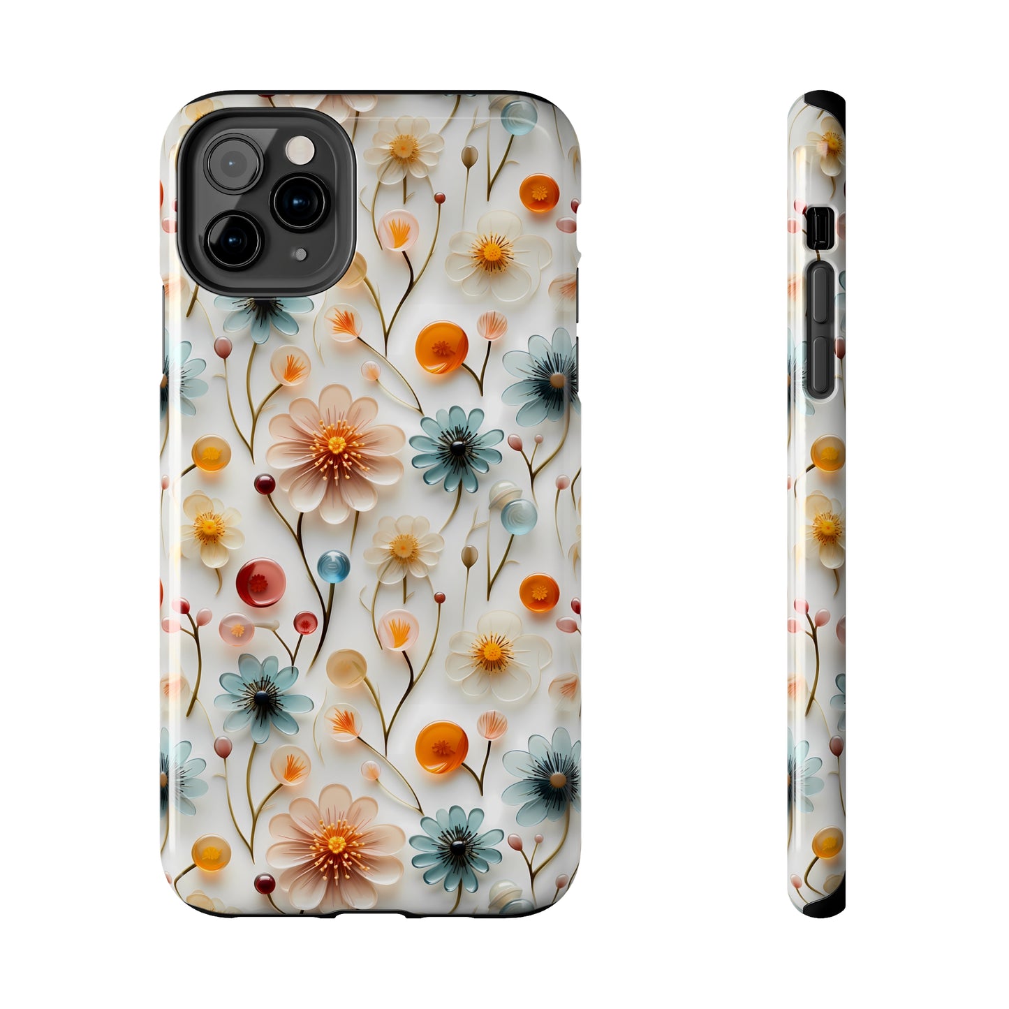 3D Glass Flower Pattern Design Tough Phone Case compatible with a large variety of iPhone models, Phone Case, Birthday Gift