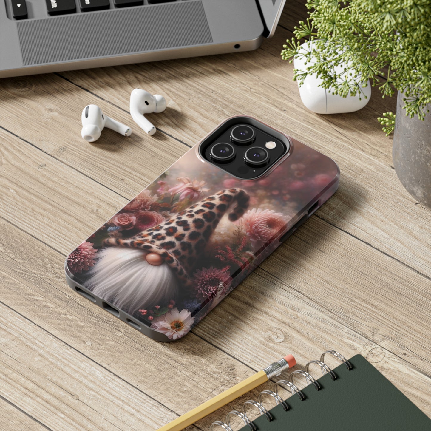 Leopard Print Fantasy Gnome Design Phone Case- Lightweight, Impact Resistant Cover for iPhone 6, 6s, 12, 13, 14, 15