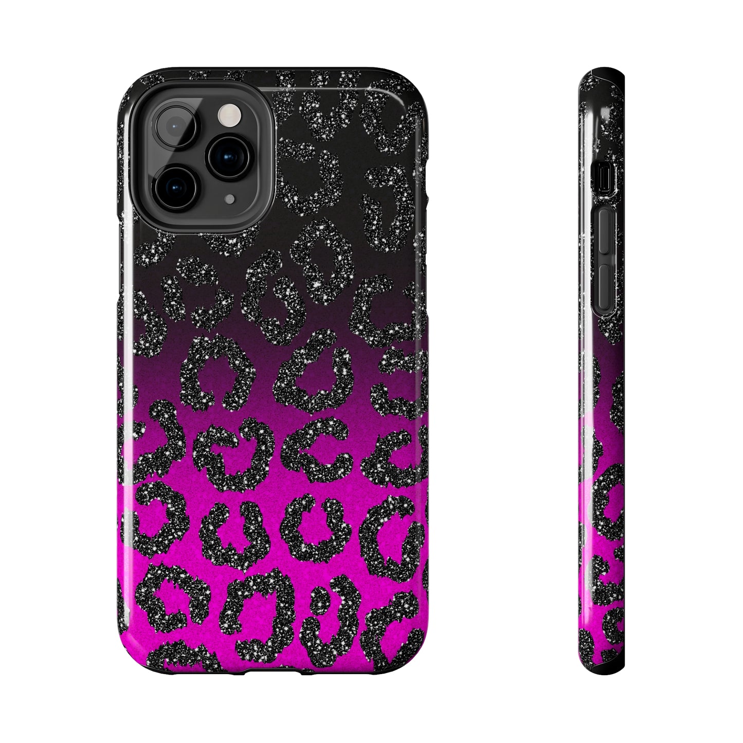 Pink and Black Ombre Leopard Design Phone Case- Lightweight, Impact Resistant Cover for iPhone 6, 6s, 12, 13, 14, 15