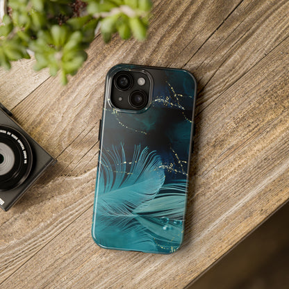 Dreamy Blue Feather design Tough Phone Case compatible with a large variety of iPhone models, Gift, Phone