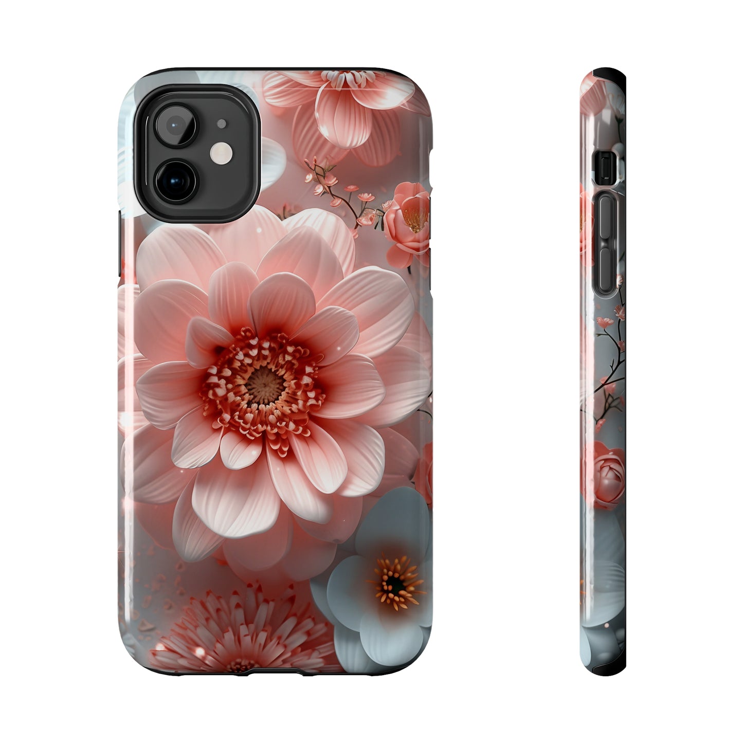 Beautiful 3D Pink & White Floral Design Tough Phone Case.