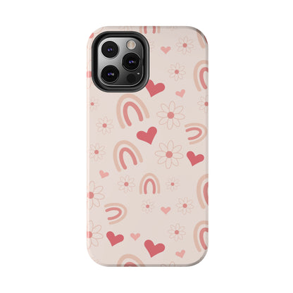 Pink Boho Rainbow print Design Tough Phone Case compatible with a large variety of iPhone models, Gift, Phone Case