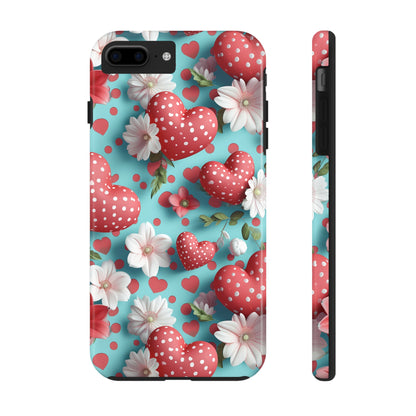 Polka Dot Hearts Digital print Design Tough Phone Case compatible with a large variety of iPhone models, Gift, Phone Case