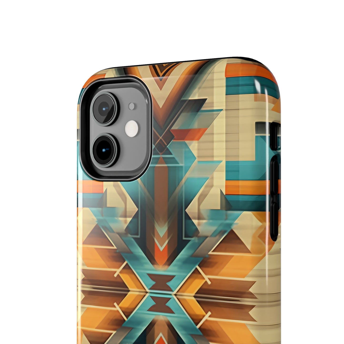 Beautiful Blue and Cream Native American Pattern Design Tough Phone Case compatible with a large variety of iPhone models, Gift, Phone Case