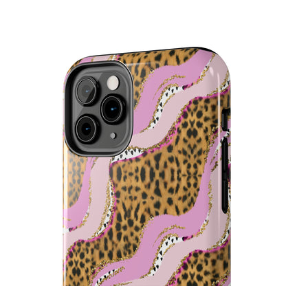 Cheetah Waves with Pink and Gold Design Phone Case- Lightweight, Impact Resistant Cover for iPhone 6, 6s, 12, 13, 14, 15