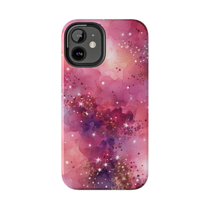 Scattered Pink and Gold Pattern Design Tough Phone Case compatible with a large variety of iPhone models, Phone Case, Gift