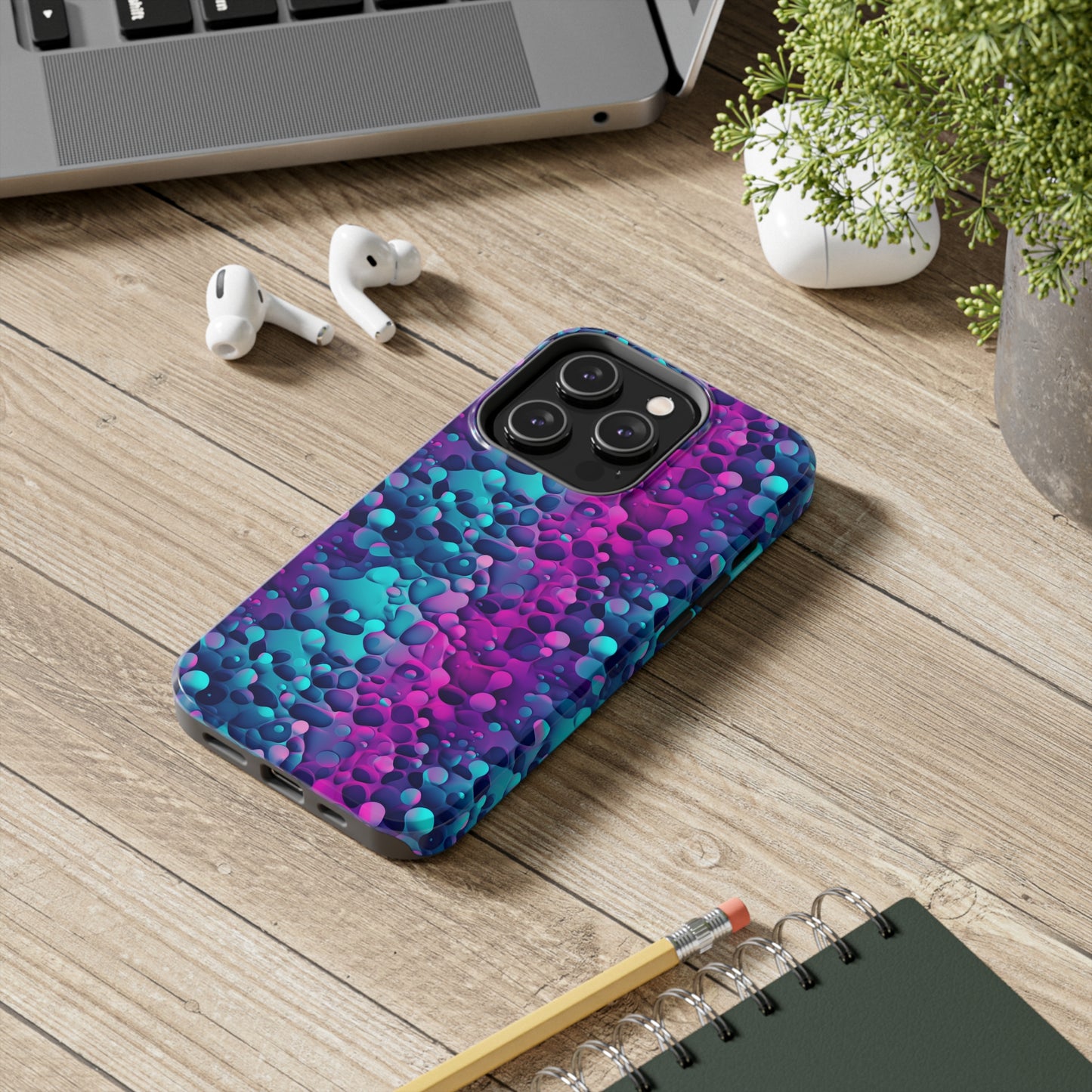 3D Bubble Print Pattern Design Tough Phone Case compatible with a large variety of iPhone models, Phone Case, Gift