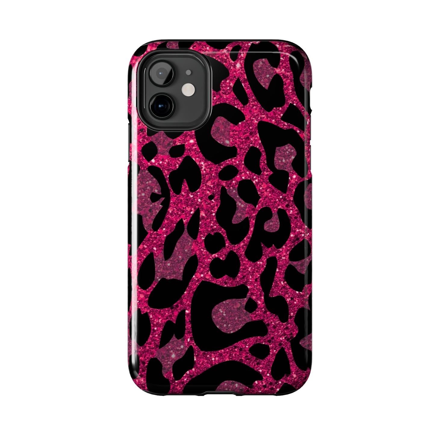 Pink and Black Leopard Design Phone Case- Lightweight, Impact Resistant Cover for iPhone 6, 6s, 12, 13, 14, 15