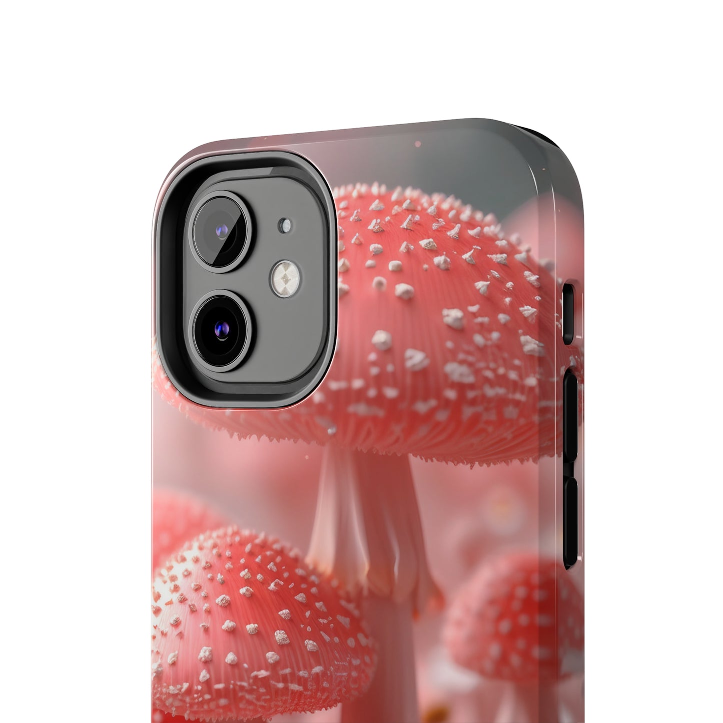 Whimsical Pink Mushrooms and Daisies Design Tough Phone Case compatible with a large variety of iPhone models, Gift, Phone Case