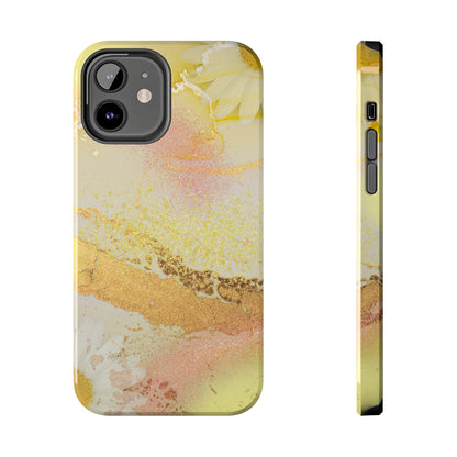 Yellow and Rose Gold Marble design Tough Phone Case compatible with a large variety of iPhone models, Gift, Phone