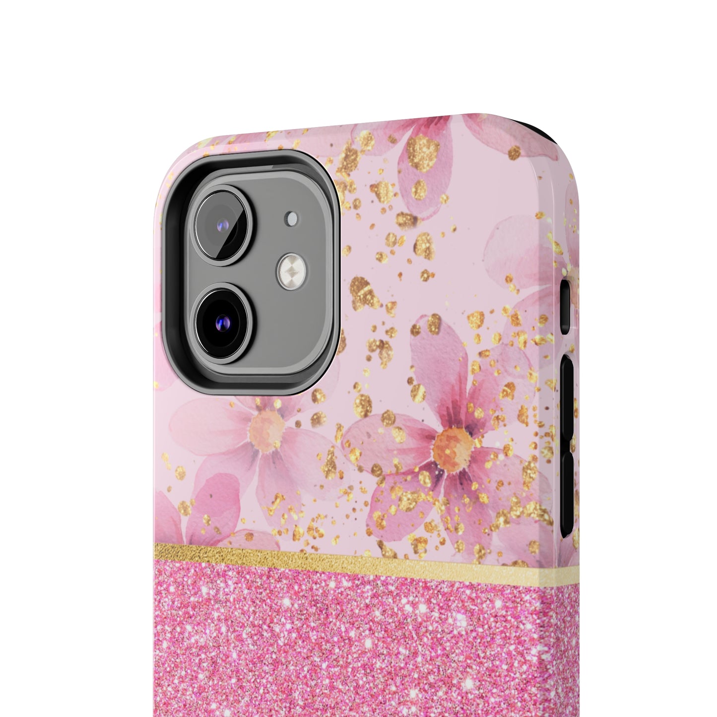 Pink Watercolor flowers and Polka Dot Design Phone Case- Lightweight, Impact Resistant Cover for iPhone 6, 6s, 12, 13, 14, 15