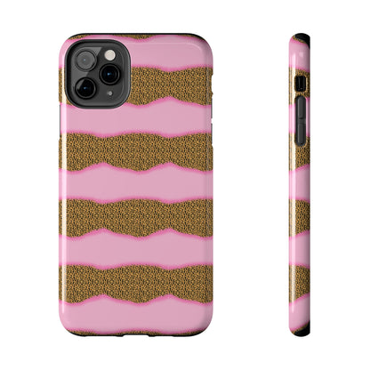 Girly Cheetah Wave Design Phone Case- Lightweight, Impact Resistant Cover for iPhone 6, 6s, 12, 13, 14, 15