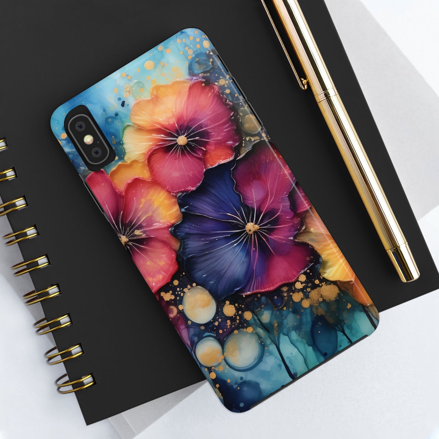 Vibrant 3D Watercolor Flowers print Design Tough Phone Case compatible with a large variety of iPhone models, Gift, Phone Case