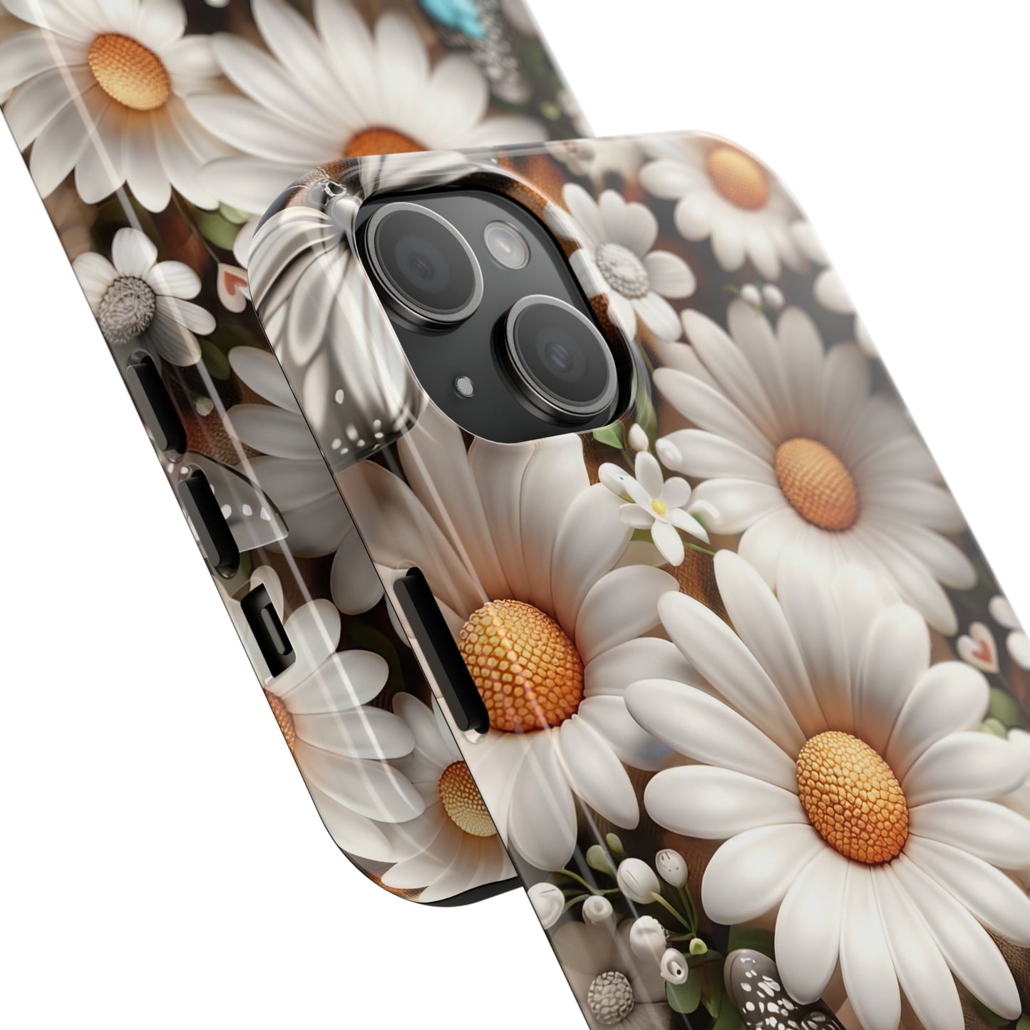 Butterflies, Leopard Print & Daisies Digital print Design Tough Phone Case compatible with a large variety of iPhone models,Gift, Phone Case