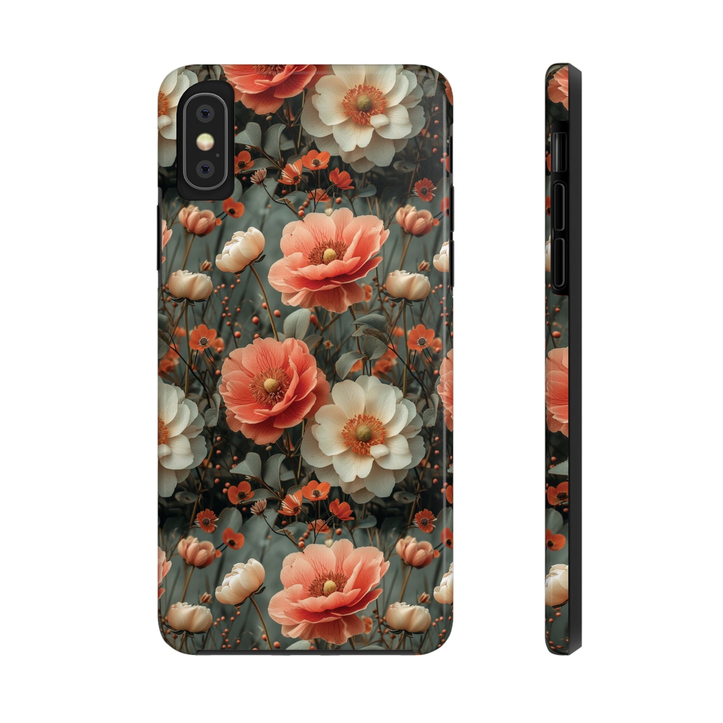 Elegant Peach Flowers Protective Cover, Botanical Garden design Tough Phone Case compatible with a large variety of iphone models