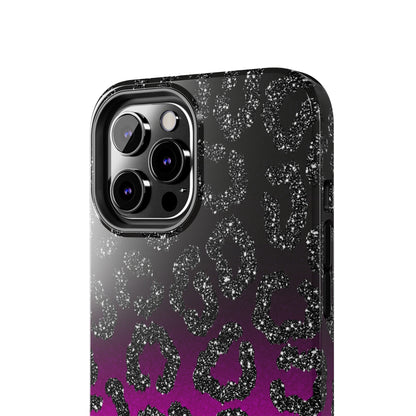 Pink and Black Ombre Leopard Design Phone Case- Lightweight, Impact Resistant Cover for iPhone 6, 6s, 12, 13, 14, 15