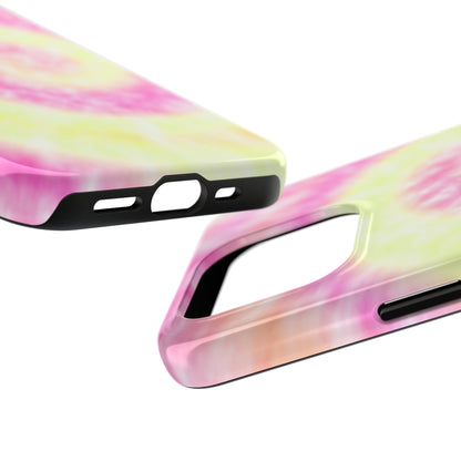 Pink and Yellow Tie Dye Design Phone Case- Lightweight, Impact Resistant Cover for iPhone 6, 6s, 12, 13, 14, 15