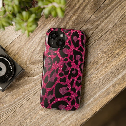 Pink and Black Leopard Design Phone Case- Lightweight, Impact Resistant Cover for iPhone 6, 6s, 12, 13, 14, 15