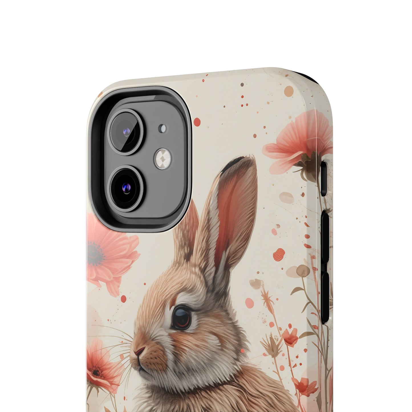 Watercolor Easter Bunny and Spring Flowers Design Phone Case- Lightweight, Impact Resistant Cover for iPhone 6, 6s, 12, 13, 14, 15