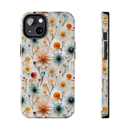 3D Glass Flower Pattern Design Tough Phone Case compatible with a large variety of iPhone models, Phone Case, Birthday Gift