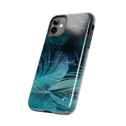 Dreamy Blue Feather design Tough Phone Case compatible with a large variety of iPhone models, Gift, Phone