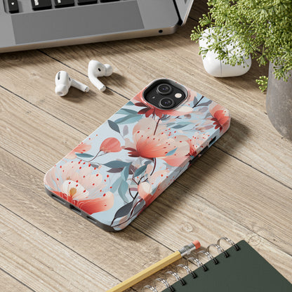 Red Flowers Digital print Design Tough Phone Case compatible with a large variety of iPhone models, Gift, Phone Case