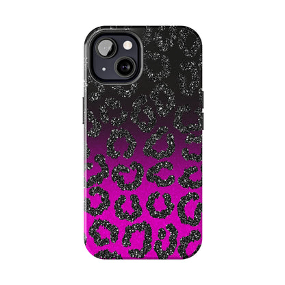 Pink and Black Ombre Leopard Design Phone Case- Lightweight, Impact Resistant Cover for iPhone 6, 6s, 12, 13, 14, 15