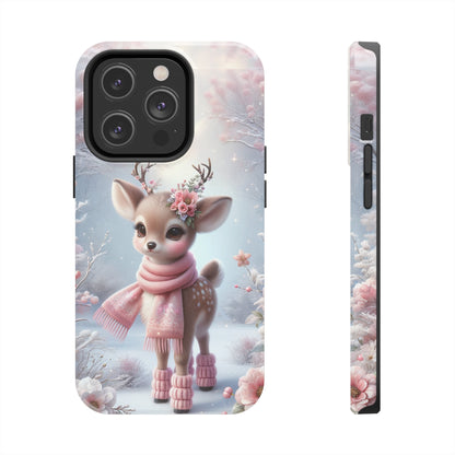 Cute Deer Winter Scene Pattern Design Tough Phone Case compatible with a large variety of iPhone models, Gift, Phone Case